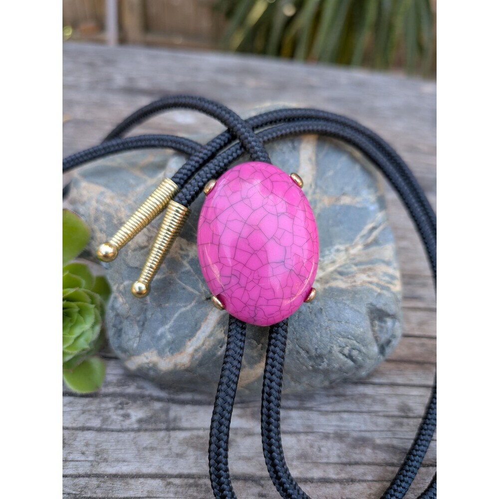 Handcrafted Purple Glass Cabachon Bolo Tie //  Southwestern String Tie